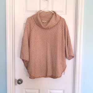 Tan and White Chevron Poncho